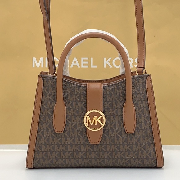 MICHAEL KORS
Gabby Small Top Zip Curve Satchel Crossbody Brown Signature color - Picture 3 of 15